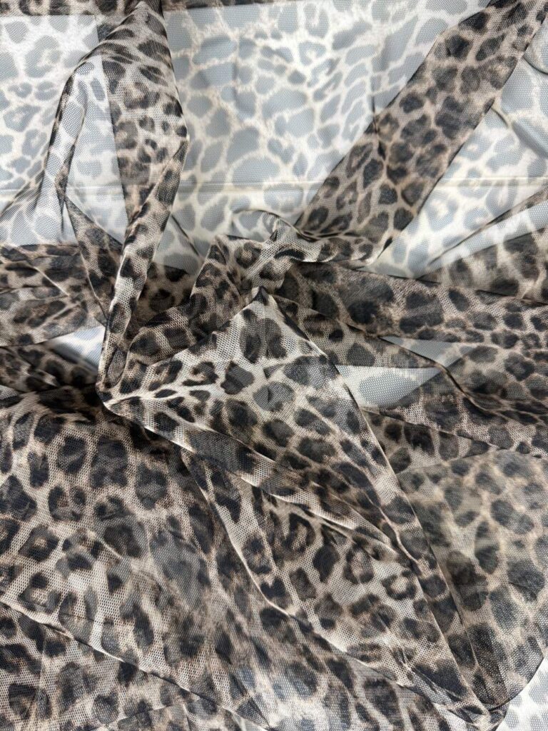 Sheer leopard tulle fabric